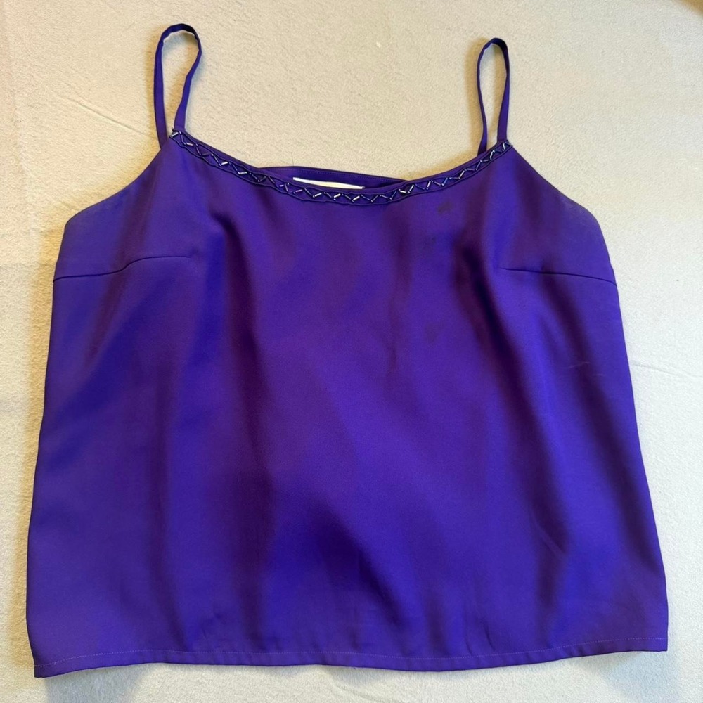Anne French Vintage Purple Beaded Cami Tank Top Fairycore 90s Y2K Blouse Size 20